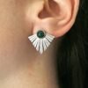 Boucles d'Oreilles Silver Geometric Malachite
