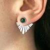 Boucles d'Oreilles Silver Geometric Malachite – Image 2