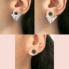 Boucles d'Oreilles Silver Geometric Malachite – Image 6