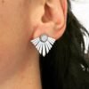 Boucles d'Oreilles Silver Geometric Rose Quartz